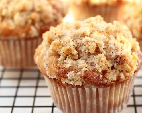Easy Peach Muffins With Crumble Topping top view