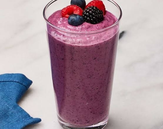 Easy Back to School Breakfast Fruit Smoothie top view