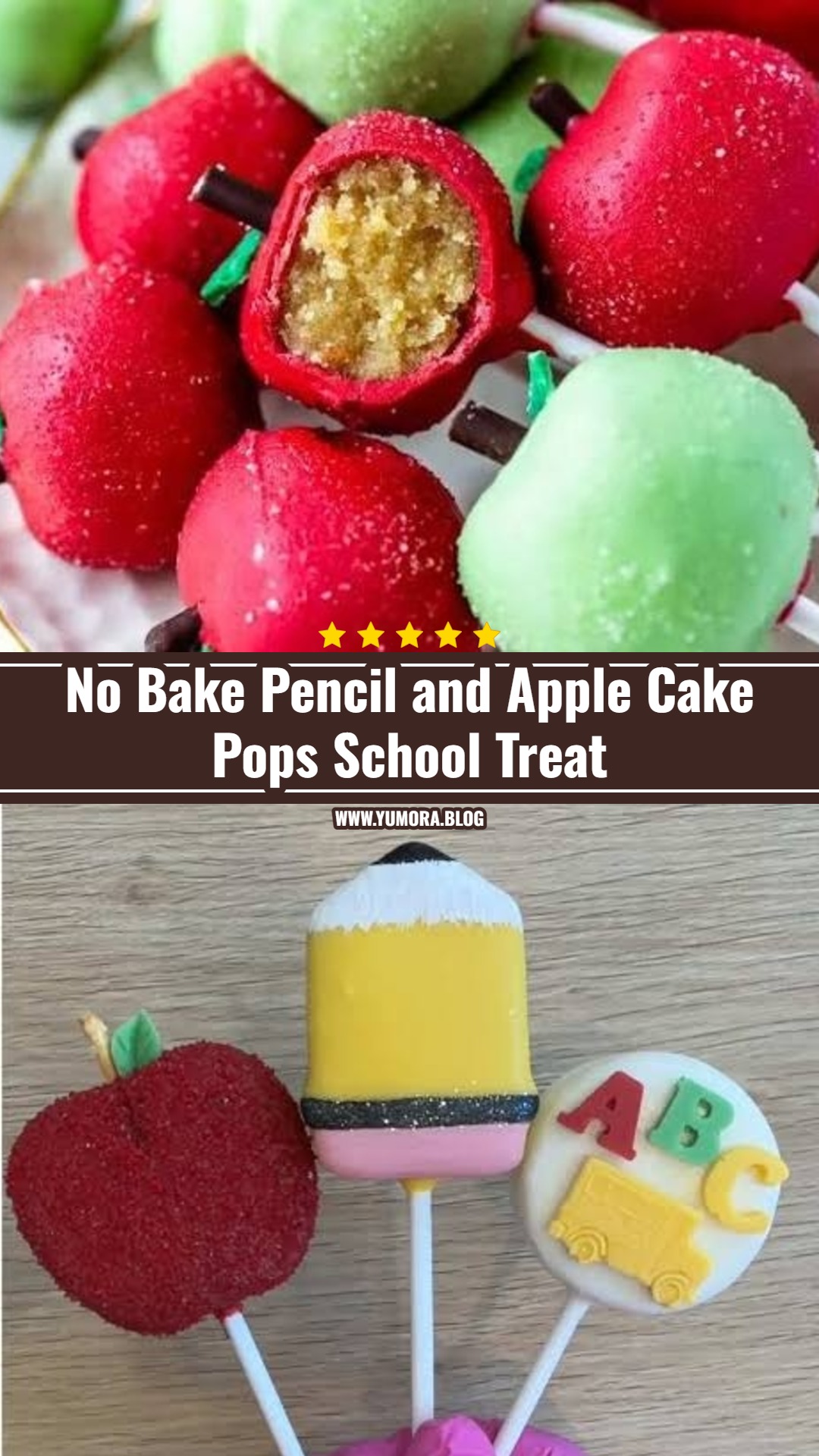 Easy No Bake Pencil and Apple Cake Pops