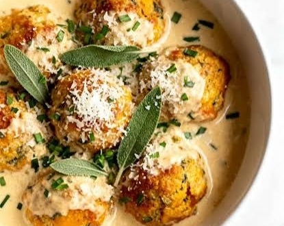 Best Creamy Pumpkin Chicken Meatballs in Sage Cream Sauce suggested serving