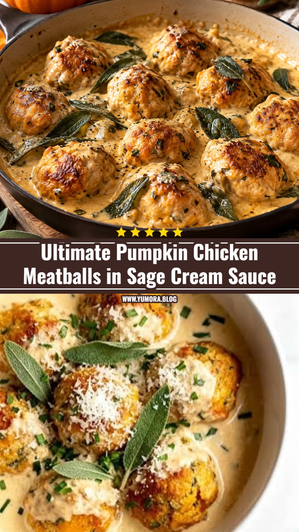 Best Creamy Pumpkin Chicken Meatballs in Sage Cream Sauce