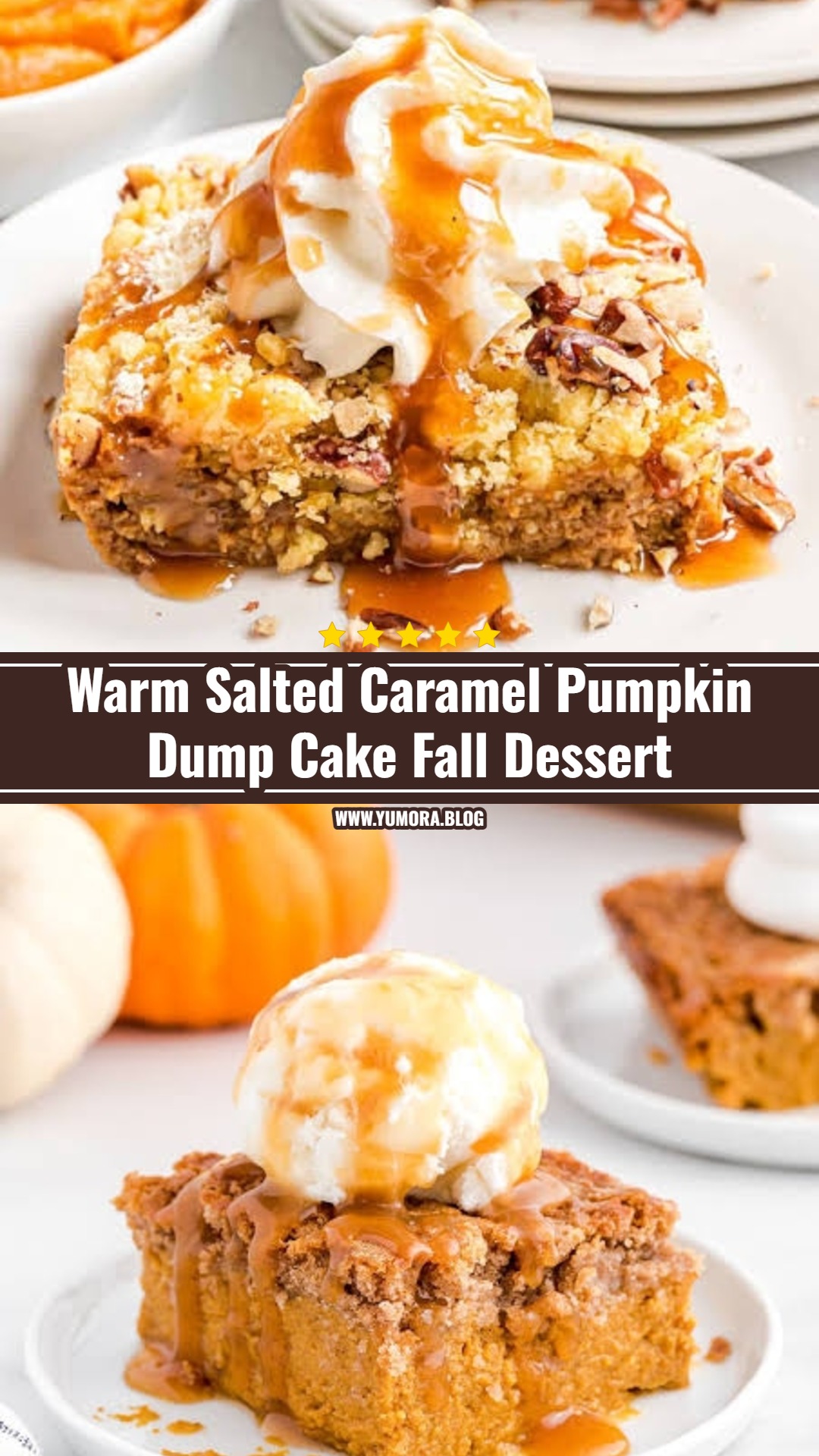 Easy 5 Ingredient Salted Caramel Pumpkin Dump Cake
