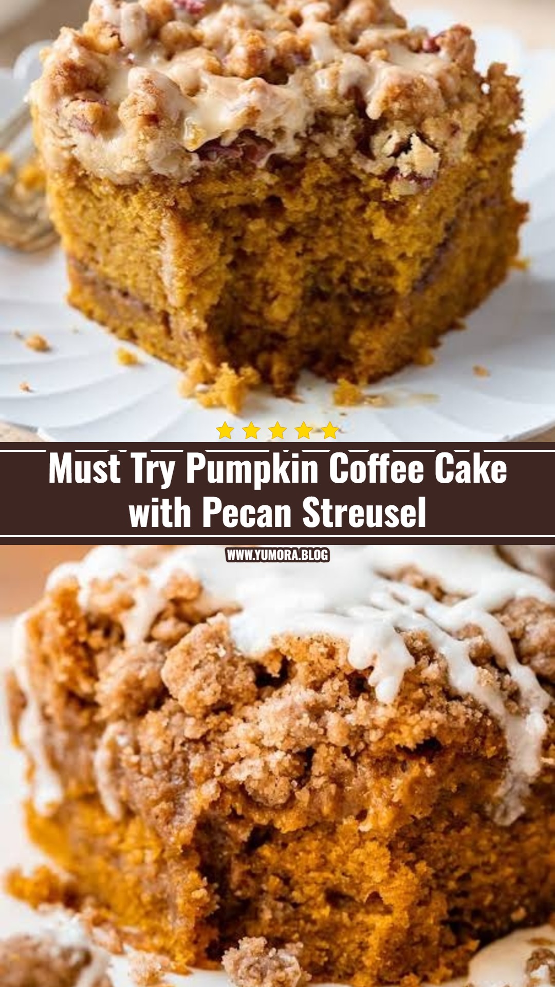 Easy Pumpkin Coffee Cake with Maple Pecan Streusel