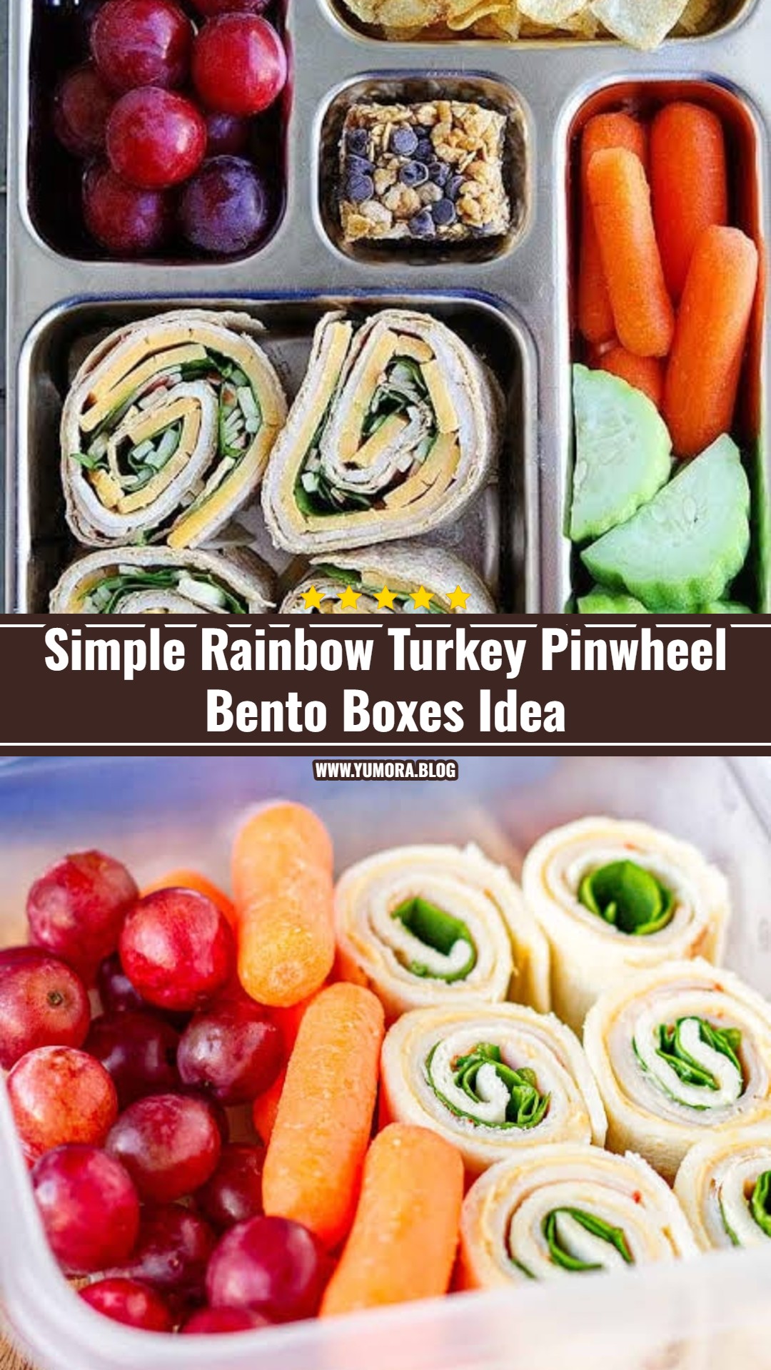 Easy Rainbow Turkey Pinwheel Bento Boxes