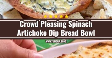 Ultimate Game Day Spinach Artichoke Dip Bread Bowl